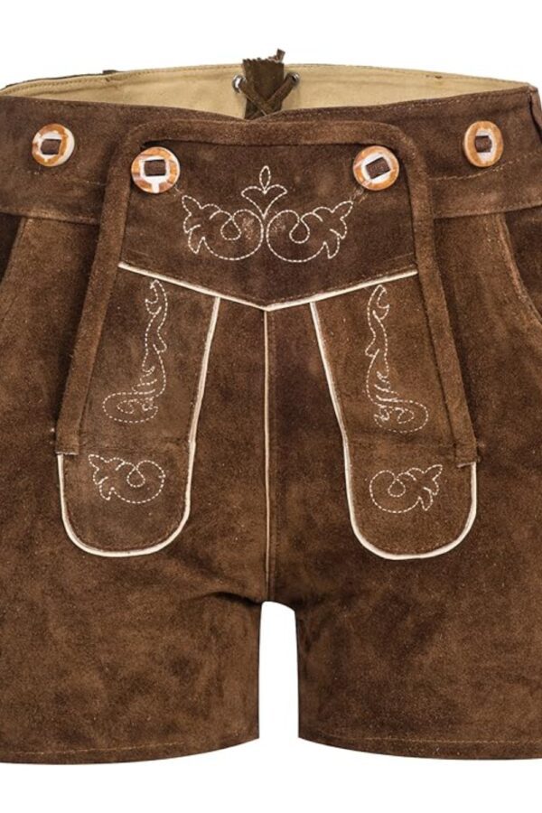 Stunning dark brown women lederhosen shorts