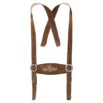 Suspender view of stunning dark brown women’s lederhosen shorts