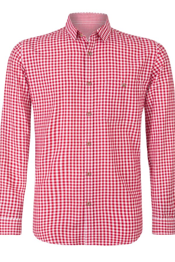 Vibrant Men's Trachten Shirt with Red Gingham