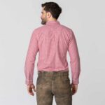 Vibrant Men's Trachten Shirt with Red Gingham Back