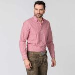 Vibrant Men's Trachten Shirt with Red Gingham front 2 view