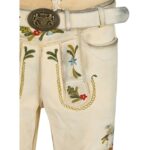Alpine Beige Bavarian Lederhosen Men with Floral Design
