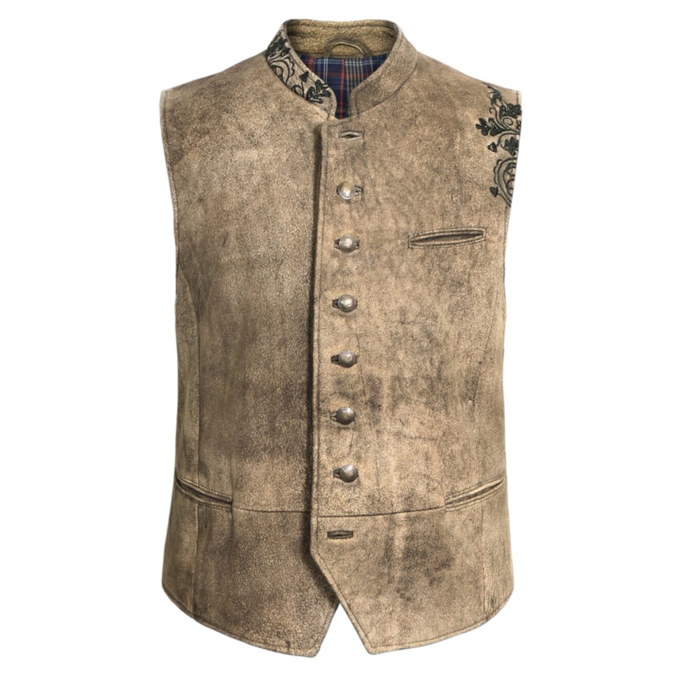 Rustic Brown Suede Bavarian Trachten Vest