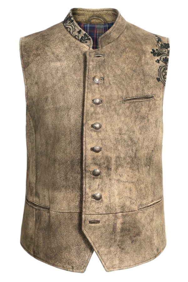 Bavarian Vest in Antique Oak Rustic Leather Front