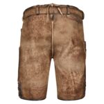 Classic Faded Brown Lederhosen Men with Embroidered Art Back
