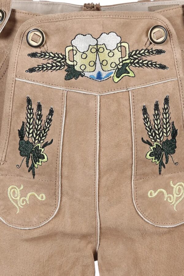 Lederhosen Men Classic Beige Traditional Outfit front embroidery