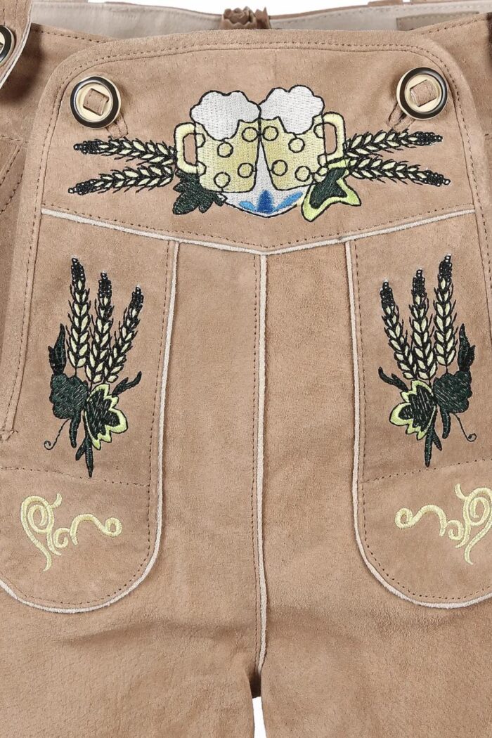 Lederhosen Men Classic Beige Traditional Outfit front embroidery