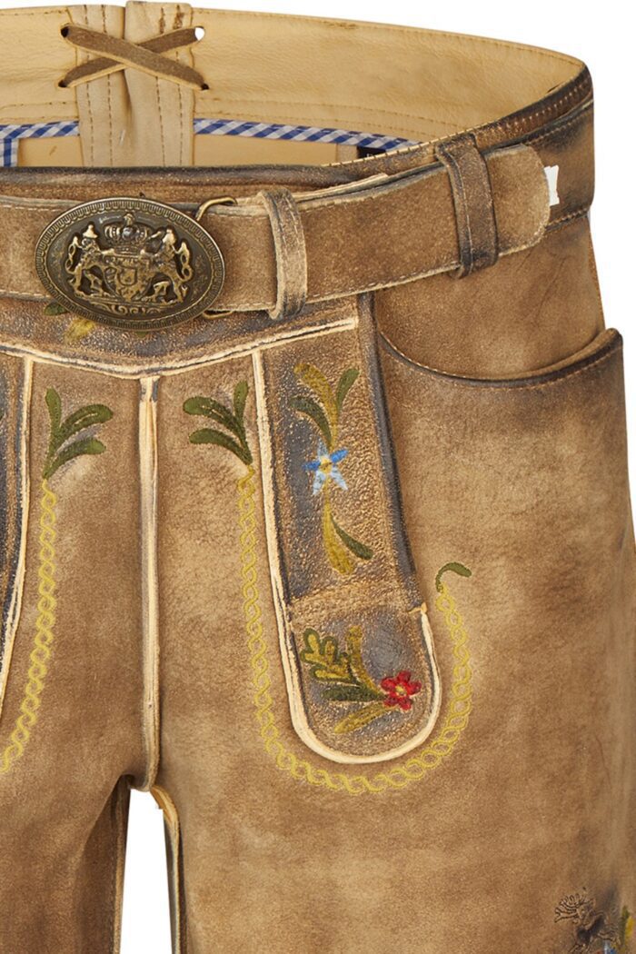 Authentic Mens Trachten Lederhosen with Colorful Threadwork