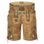 Authentic Mens Trachten Lederhosen with Colorful Threadwork