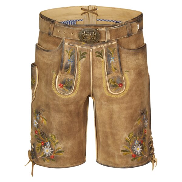 Authentic Mens Trachten Lederhosen with Colorful Threadwork