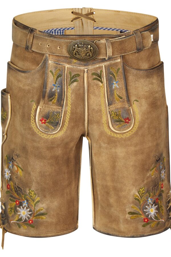 Authentic Mens Trachten Lederhosen with Colorful Threadwork