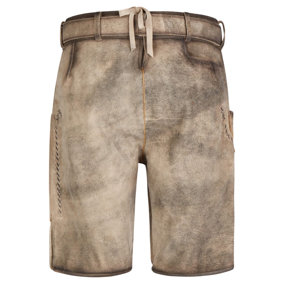 Traditional Lederhosen Ash Brown with Ornate Stitching Back