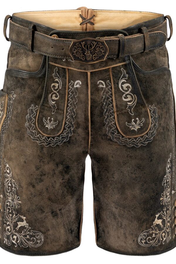 Cristiano Ronaldo Lederhosen with Cream Embroidery Front