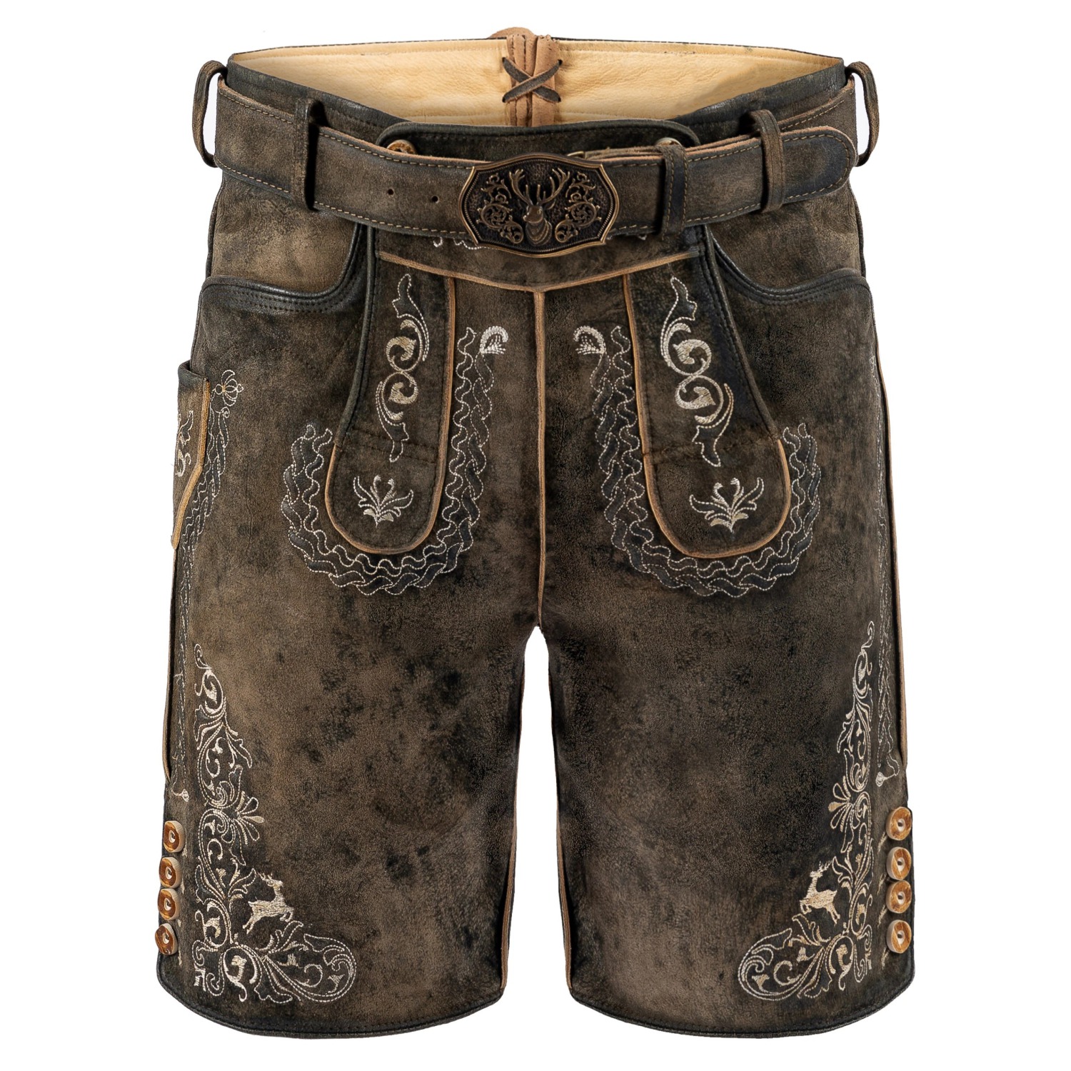 Cristiano Ronaldo Lederhosen with Cream Embroidery Front Cristiano Ronaldo Lederhosen with Cream Embroidery Front