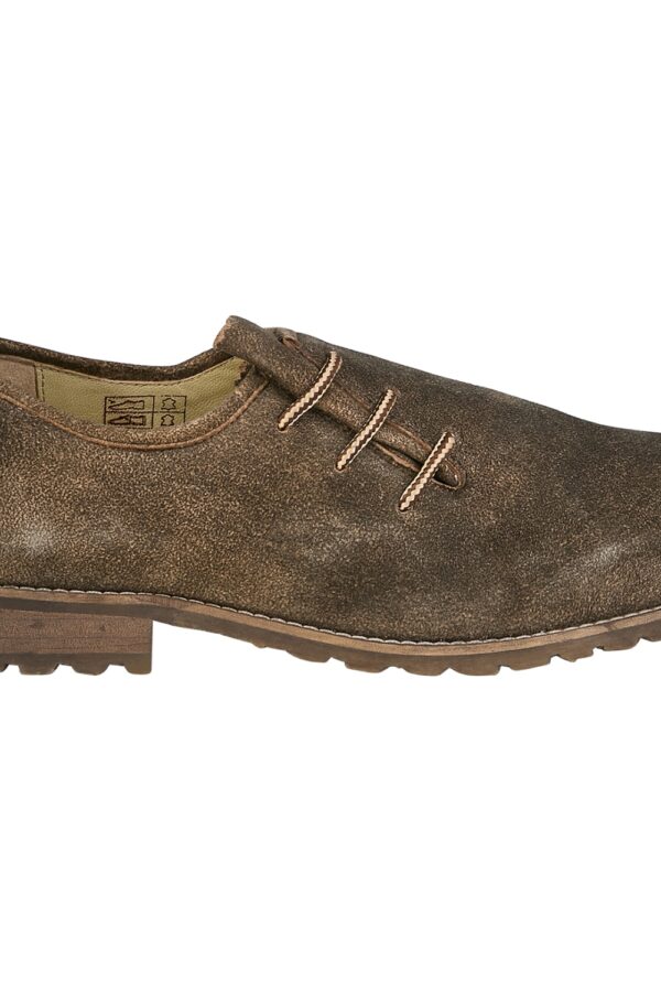 Rugged Brown Trachten Shoes with Alpine Rope Laces Side View