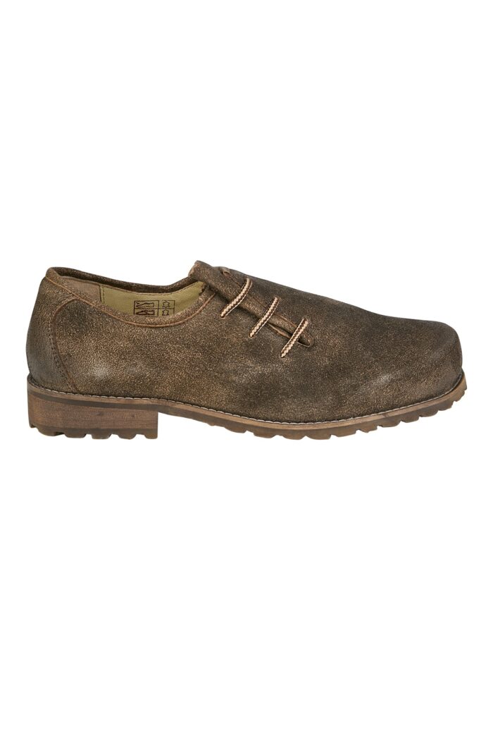 Rugged Brown Trachten Shoes with Alpine Rope Laces Side View