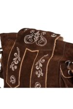 Traditional Dark Brown Suede Bag with Cream Floral Accents Embroidery