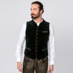 Authentic Velvet Lederhosen Vest With Dark Green Charm Front 2