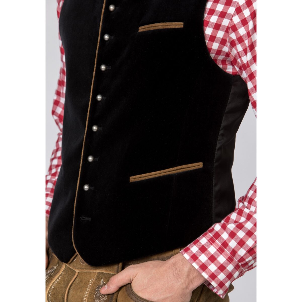 Heritage Black Bavarian Waistcoat for Men Focus