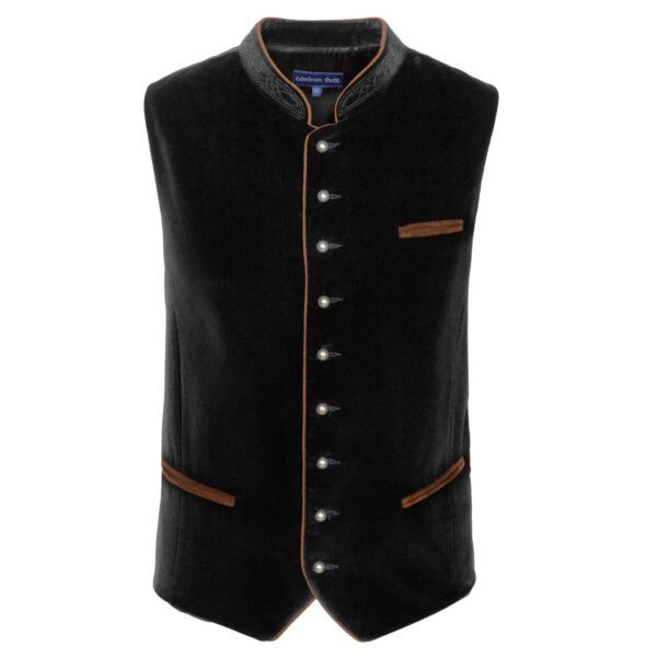 Heritage Black Bavarian Waistcoat for Men Front
