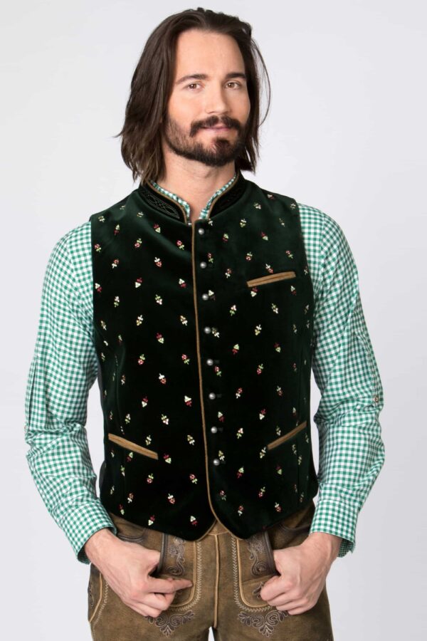 Premium Dark Green Oktoberfest Vest Front