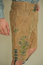 Side embroidery detail of Emerald Grove German Lederhosen