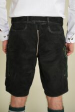 Back leather detail of Midnight Ember Bavarian Lederhosen