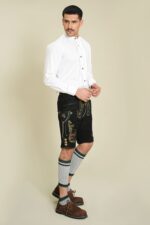 Front angle view of Midnight Ember Bavarian Lederhosen