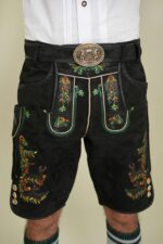 Front embroidery detail of Midnight Ember Bavarian Lederhosen