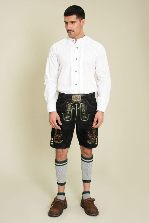 Midnight Ember Bavarian Lederhosen full front view