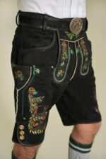 Side embroidery detail of Midnight Ember Bavarian Lederhosen
