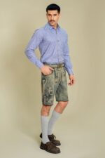 Front angle view of Silver Stag Authentic Lederhosen