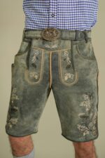 Front embroidery detail of Silver Stag Authentic Lederhosen