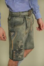 Side embroidery detail of Silver Stag Authentic Lederhosen