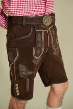 Side embroidery detail of Tyrolean Dark Oak Classic Lederhosen