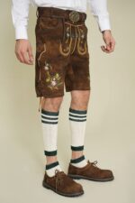 Side angle view of Walnut Bloom Oktoberfest Lederhosen