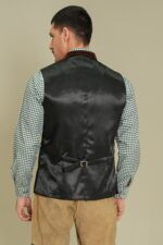 Back view of Emerald Grove German Velvet Vest with adjustable strap