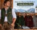 Man wearing a traditional Lederhosen vest with different Bavarian vests displayed